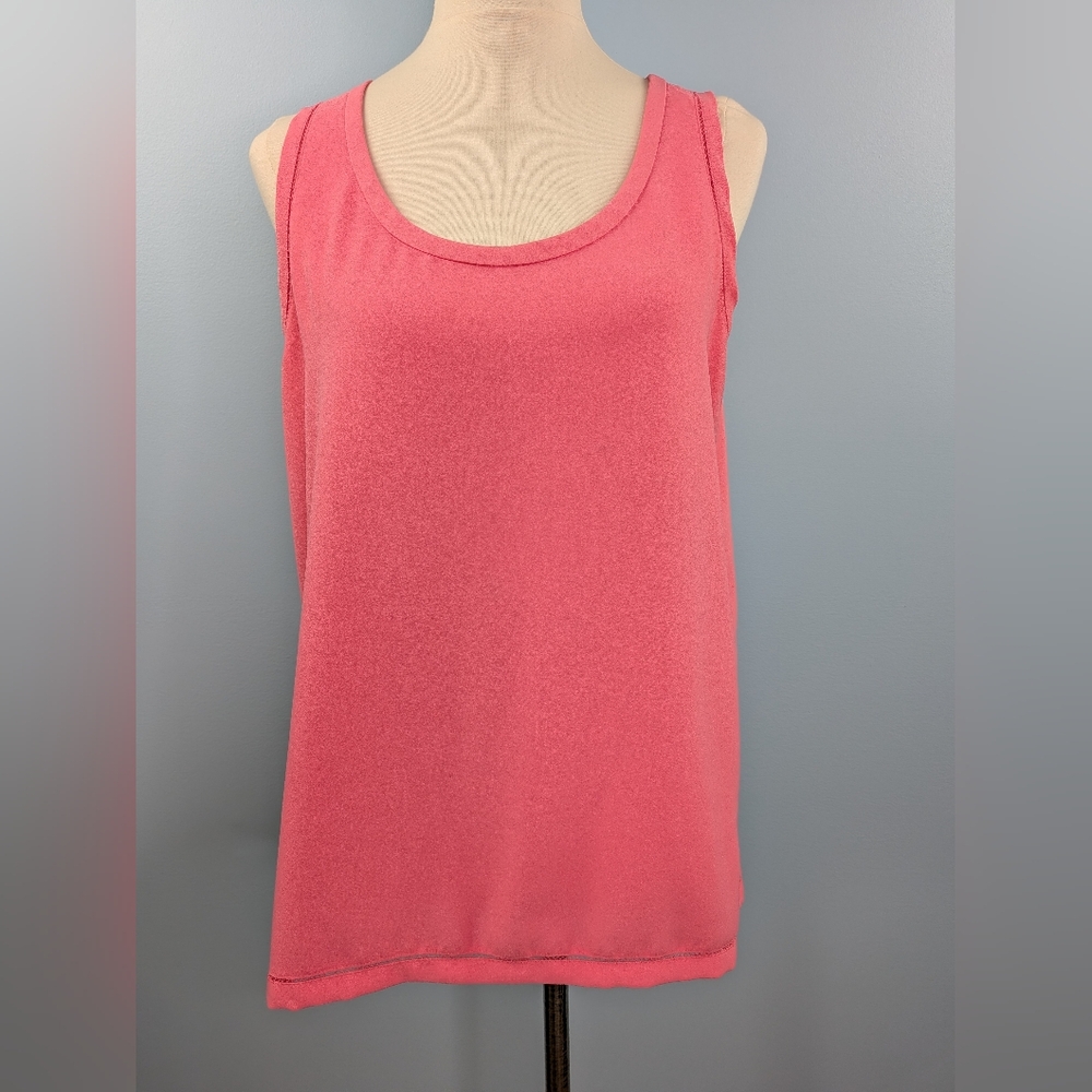 Ann Taylor Coral Pink Sleeveless Blouse Large